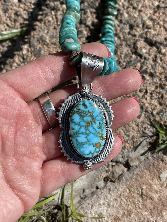 Navajo Number 8 Turquoise & Sterling Silver Elega… - image 3