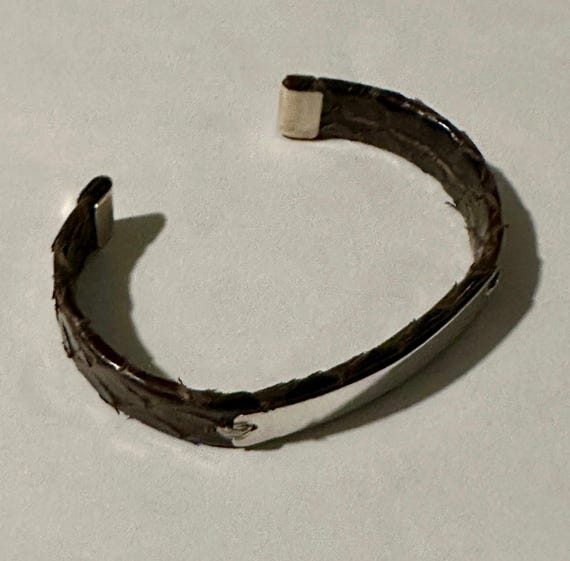 Brown Python Cuff w/ Silver Badge Bracelet - image 4