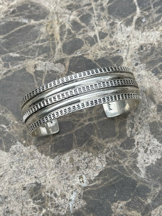 Navajo Sterling Silver Tribal Style Hand Stamped … - image 1