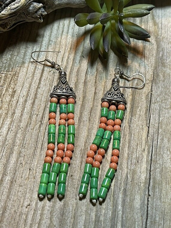 Navajo Sterling Dyed Green Kingman Turquoise and … - image 5