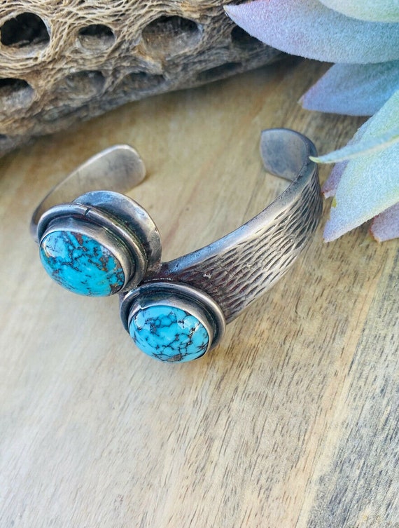 Vintage Navajo Kingman Turquoise & Sterling Silve… - image 4