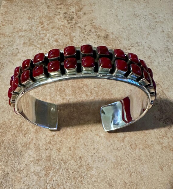 Double Row Red Jasper Cobblestone Cuff Bracelet - image 2