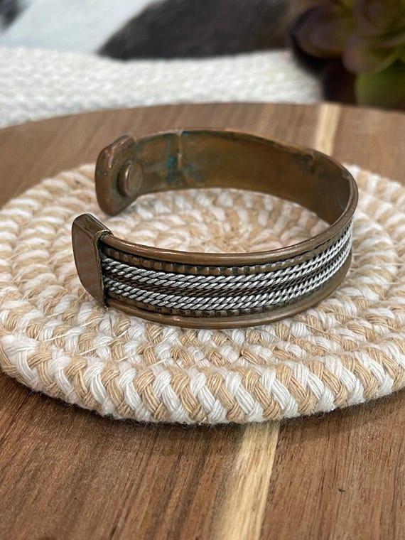 Vintage Handmade Copper Cuff - image 3