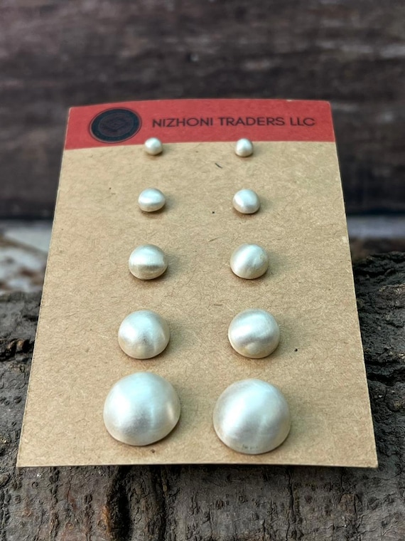 Handmade Sterling Silver Post Studs Earrings Set - image 4