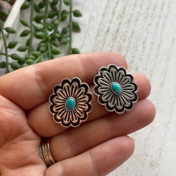The Concho Flower Handmade Sterling Silver & Turq… - image 3