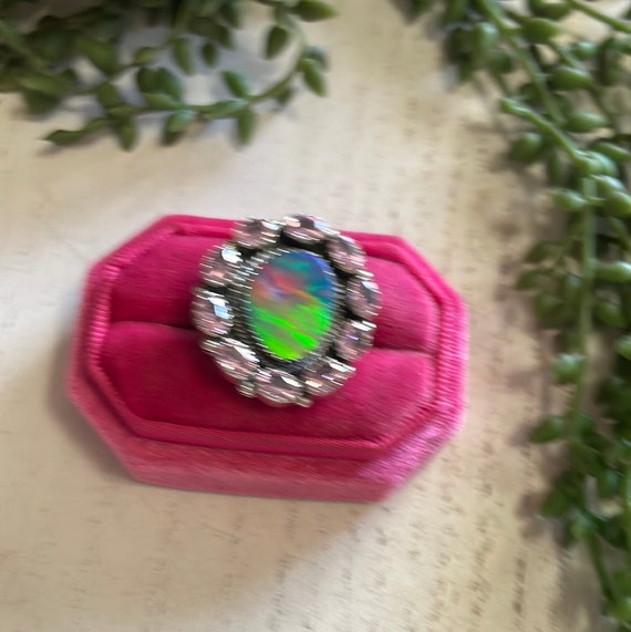 Nizhoni Handmade Arora Opal, Pink Cz And Sterling… - image 3