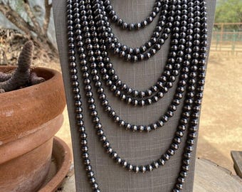 Handcrafted 8mm Sterling Silver Pearl Style Beaded Necklace
