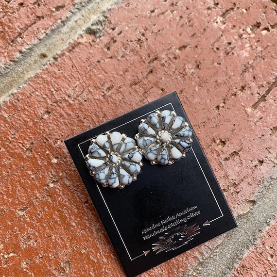 Handcrafted White Buffalo Cluster Post Earrings - image 6