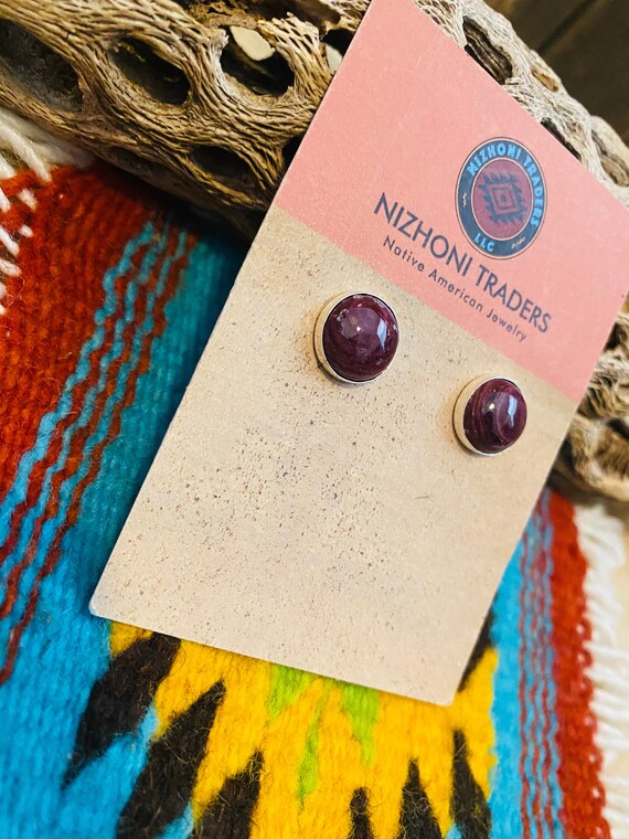 Navajo Charoite And Sterling Silver Stud Earrings - image 3
