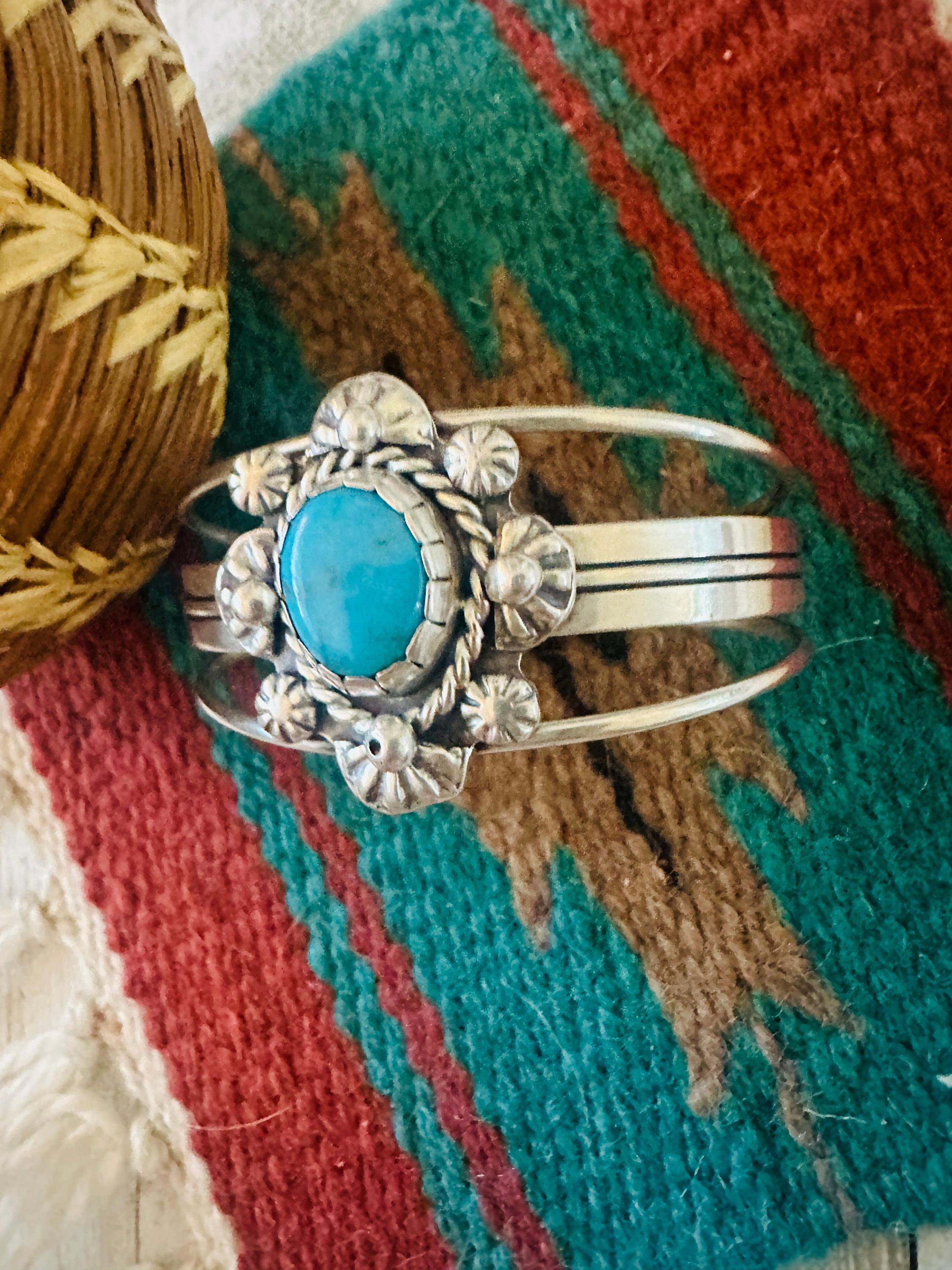 Navajo Sterling Silver & Kingman Turquoise Cuff Bracelet - Etsy
