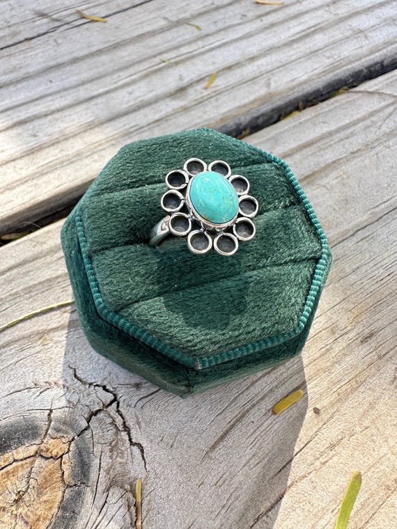 Daisy Handmade Adjustable Turquoise Sterling Silv… - image 2