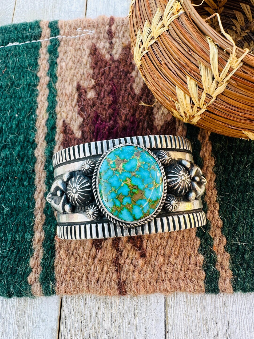 Handcrafted Old Pawn Sterling Silver & Sonoran Mountain Turquoise Cuff ...