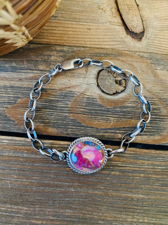 Navajo Pink Dream Mohave & Sterling Silver Link Br