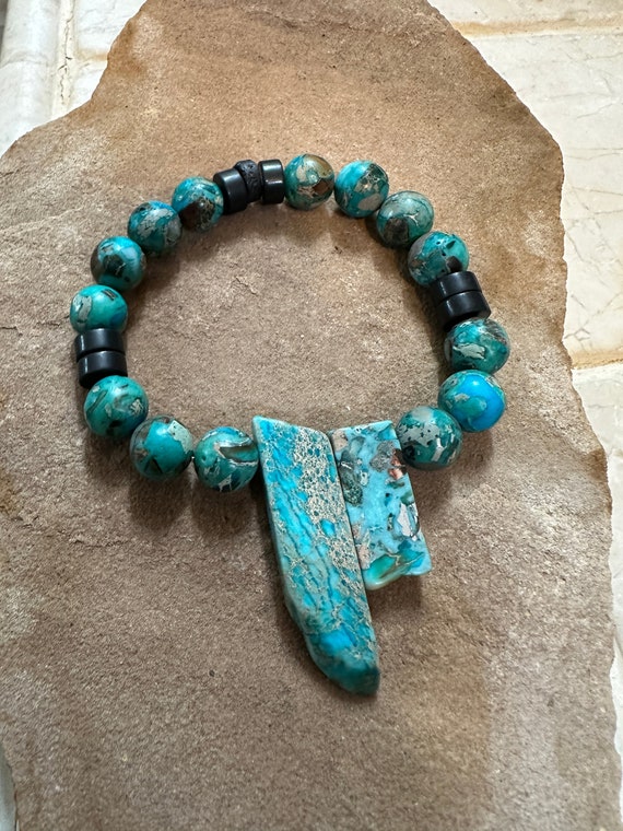 Handmade Chrysocolla Beaded Bracelet - image 3