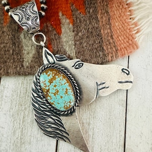 Navajo Turquoise & Sterling Silver Horse Pendant by Kevin Billah