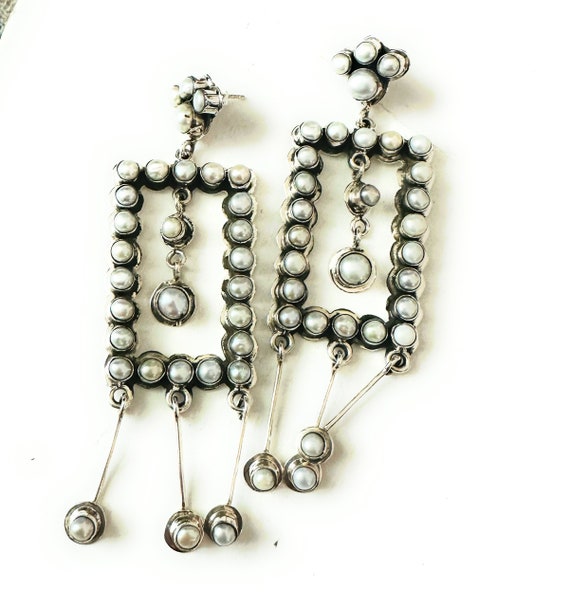 Handmade Pearl And Sterling Silver Dangle Earrings - image 8