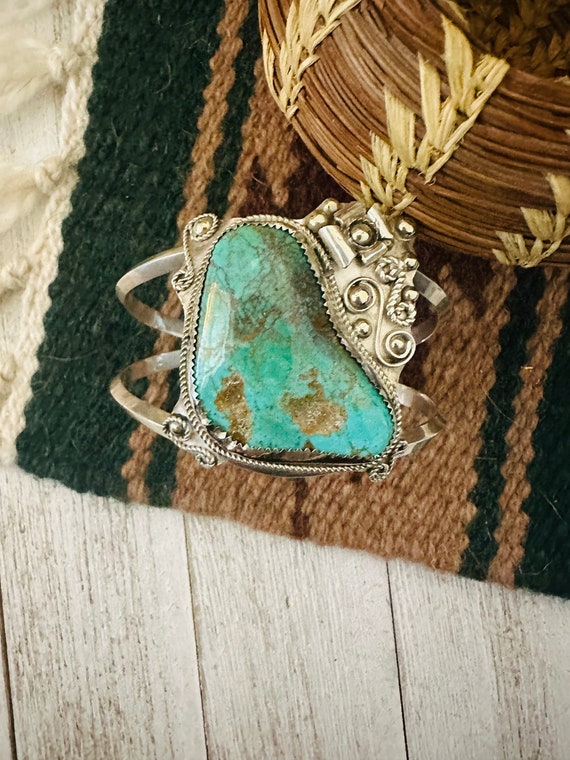 Old Pawn Navajo Sterling Silver & Turquoise Cuff B