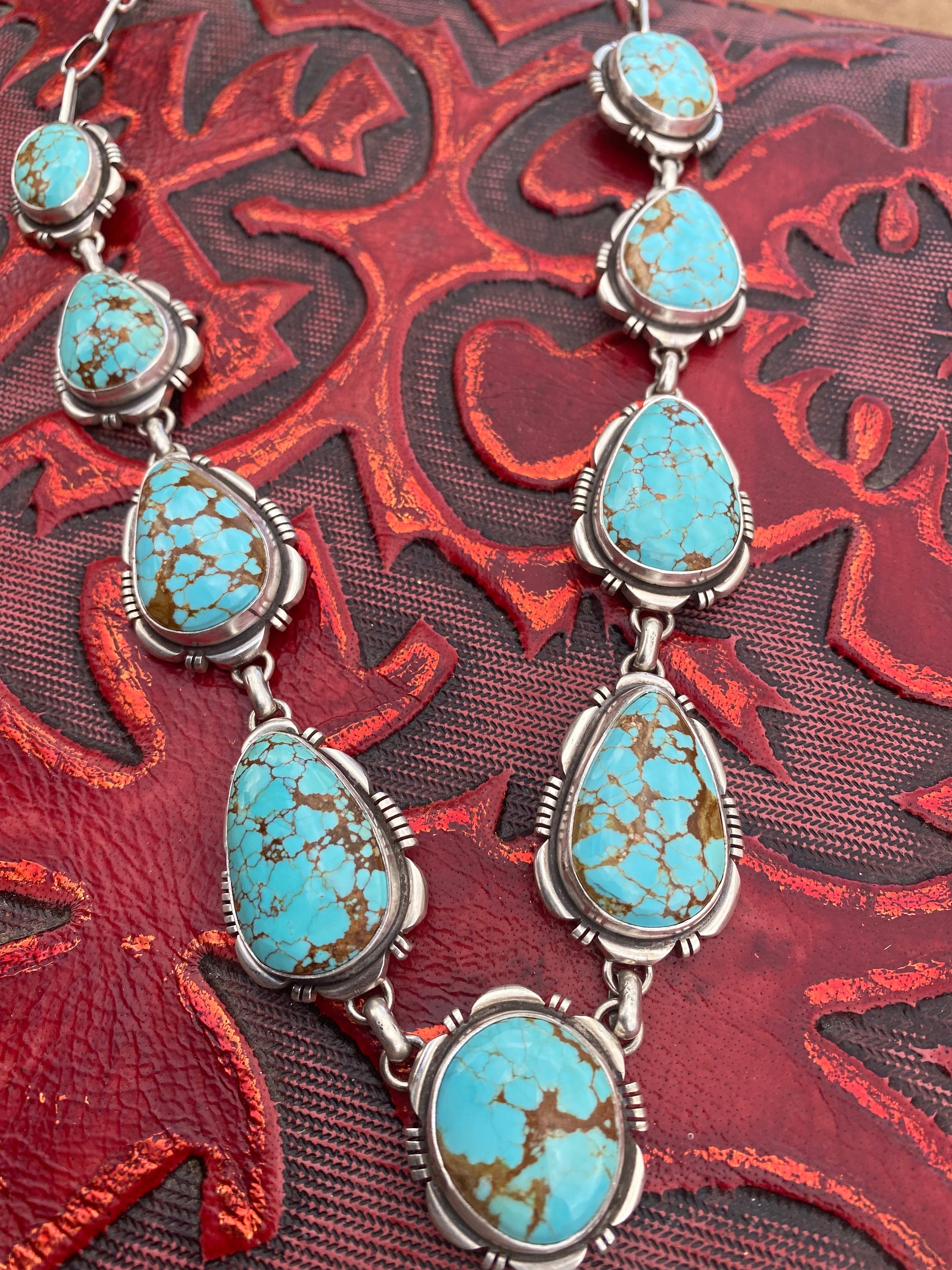 Navajo Handmade Number 8 Turquoise & Sterling Silver