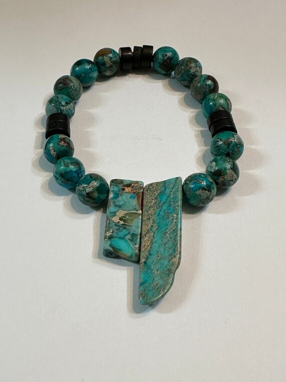 Handmade Chrysocolla Beaded Bracelet - image 7