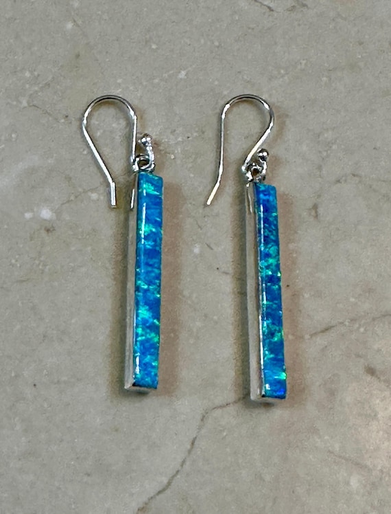 Blue Opal Column Earrings - image 3