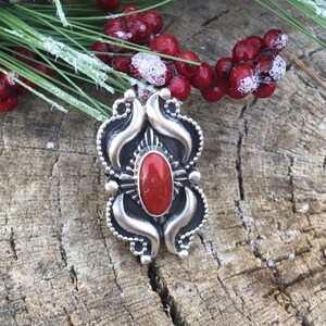Navajo Sterling Silber Natürliche Rote Koralle Ring Künstler L. James