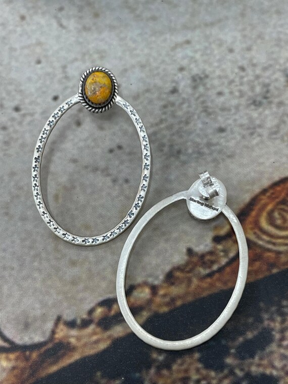 Handmade Sterling Silver Bumblebee Post Hoop Earr… - image 5