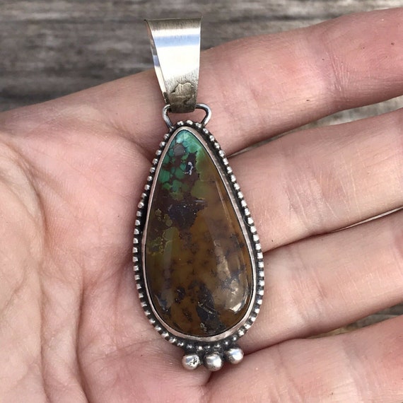 Navajo Turquoise Sterling Silver Pendant - image 3