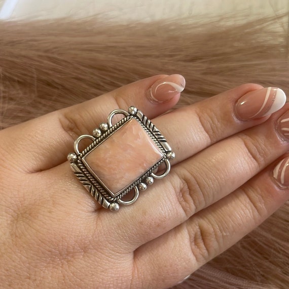Gorgeous Navajo Pink Peruvian Opal And Sterling S… - image 5