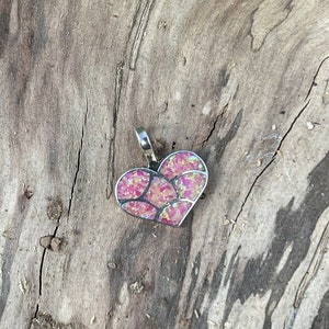 Zuni Iridescent Pink Opal & Sterling Silver Heart Pendant image 7