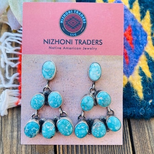 Navajo Türkis & Sterling Silber Cluster Ohrringe