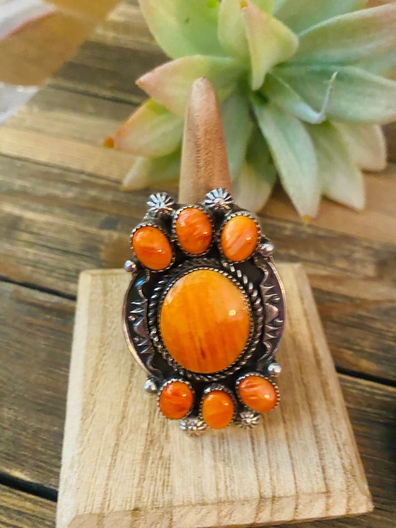 Navajo Orange Spiny And Sterling Silver 4 Piece S… - image 6