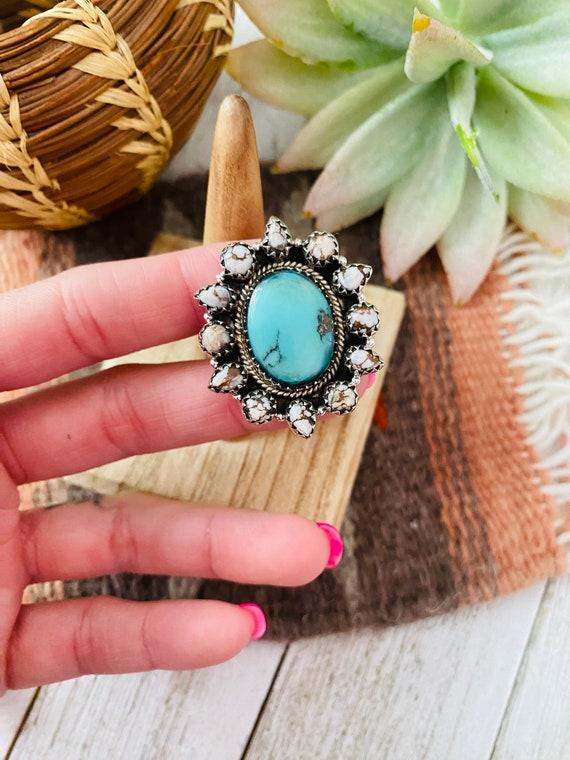 Handmade Sterling Silver, Turquoise & Wild Horse … - image 3