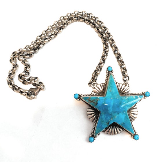 Navajo Turquoise & Sterling Silver Star Necklace … - image 8