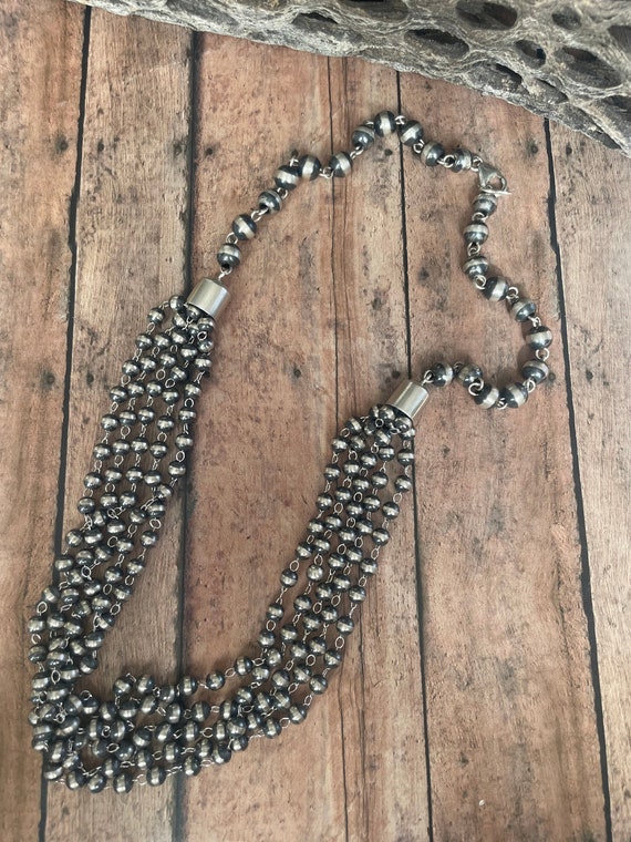 Navajo Sterling Silver Beaded 5 Strand Necklace 6m