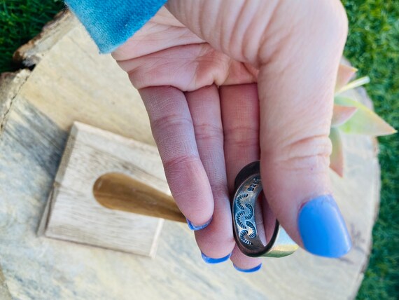 Vintage Navajo Sterling Silver Ring Size 11 Signed - image 4