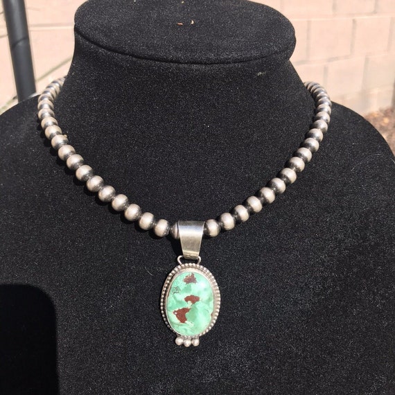 Navajo Turquoise Sterling Silver Pendant - image 3