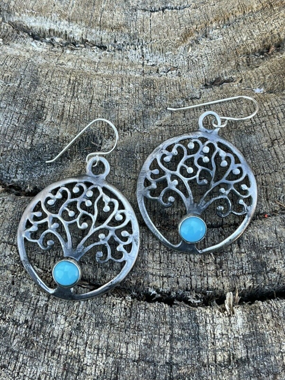 Navajo Sterling Silver Turquoise Tree Of Life Dan… - image 1