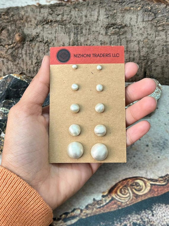 Handmade Sterling Silver Post Studs Earrings Set - image 3