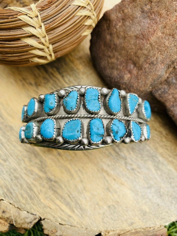 Mel Yazzie Vintage Native American Navajo Azurite Sterling Silver Ring Mel Yazzie Vintage Native American Navajo Azurite Sterling Silver Ring