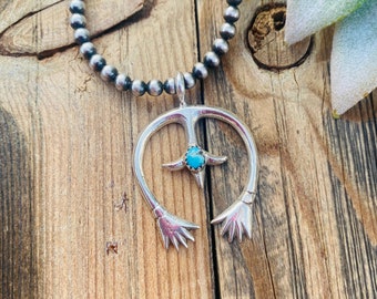 Navajo Sterling Silver & Turquoise Naja Pendant