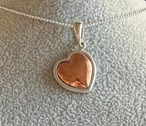 Copper Heart with SterlingSilver frame Necklace - image 3