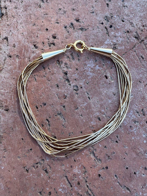 Handmade Liquid Gold 10 Strand Bracelet 7"
