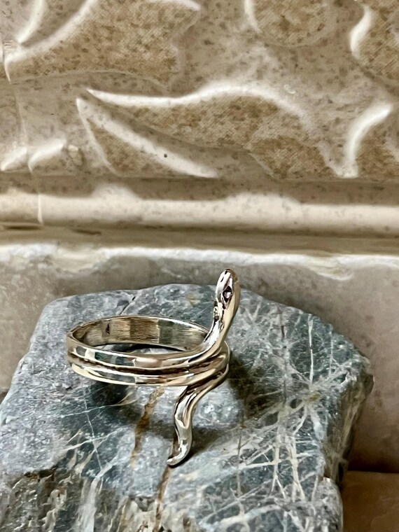 Snake Sterling Silver Ring - image 2