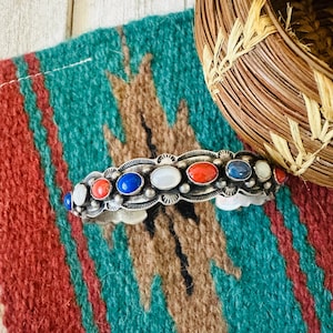 Navajo Multi Stone & Sterling Silver Cuff Bracelet