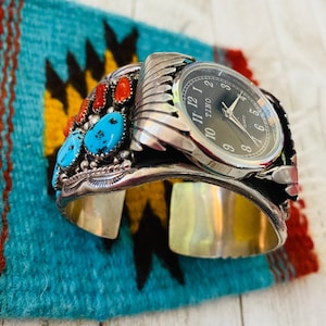 Old Pawn Vintage Navajo Türkis, Koralle & Sterlingsilber-Armband