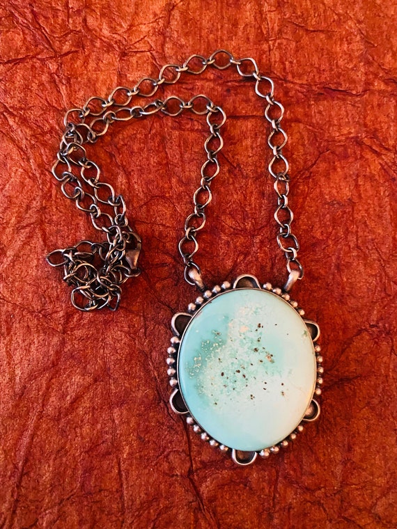 Navajo Sterling Silver & Kingman Turquoise Necklac