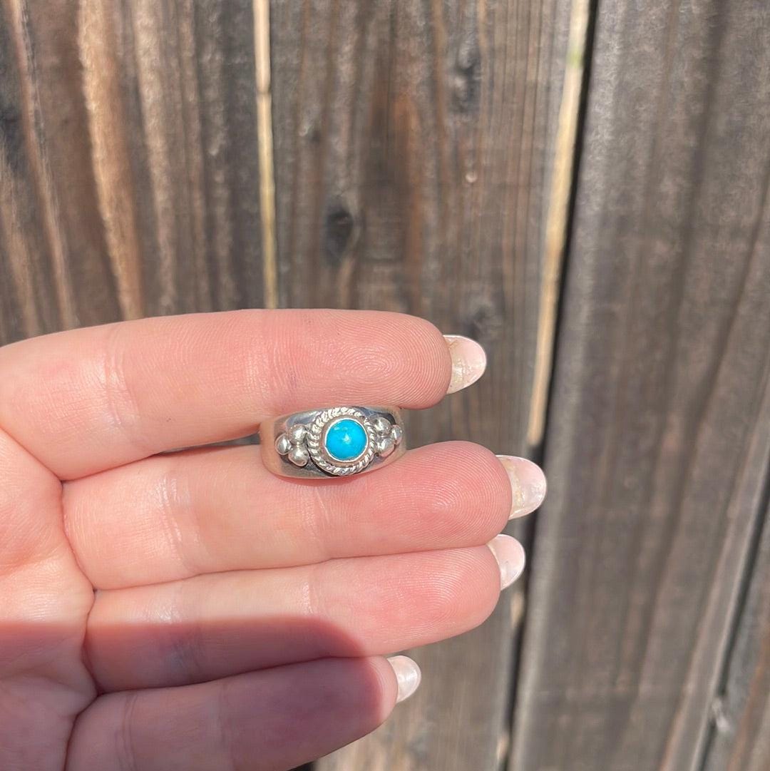 Navajo Sterling Silver Kingman Turquoise Band Ring - Etsy