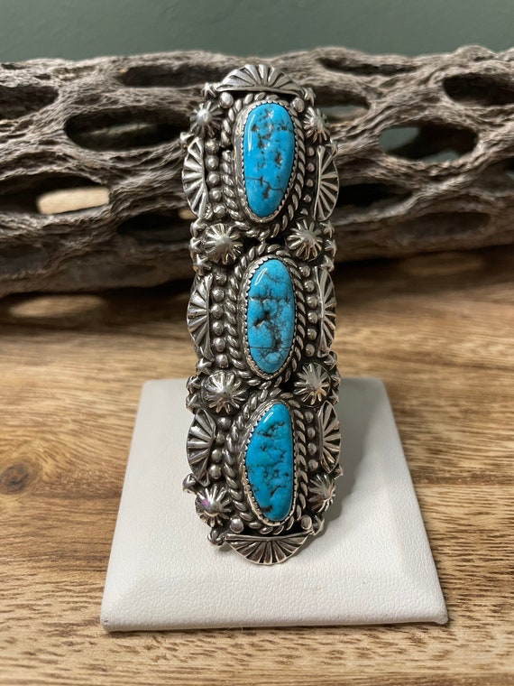 Navajo Turquoise And Sterling Silver Statement Rin