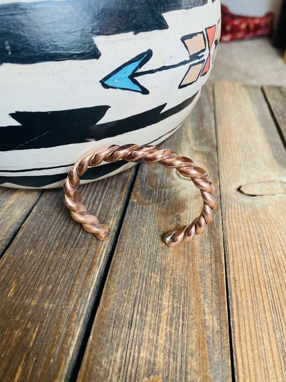 Navajo Copper Over Sterling Hand Twisted Cuff Bra… - image 3