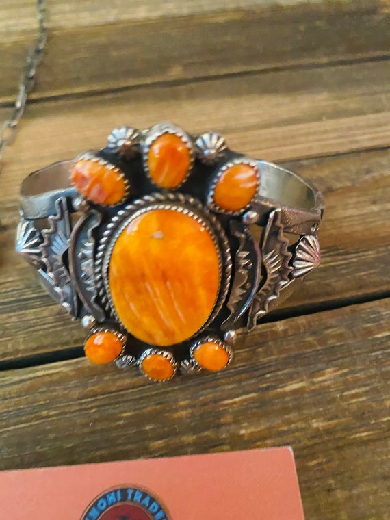 Navajo Orange Spiny And Sterling Silver 4 Piece S… - image 5